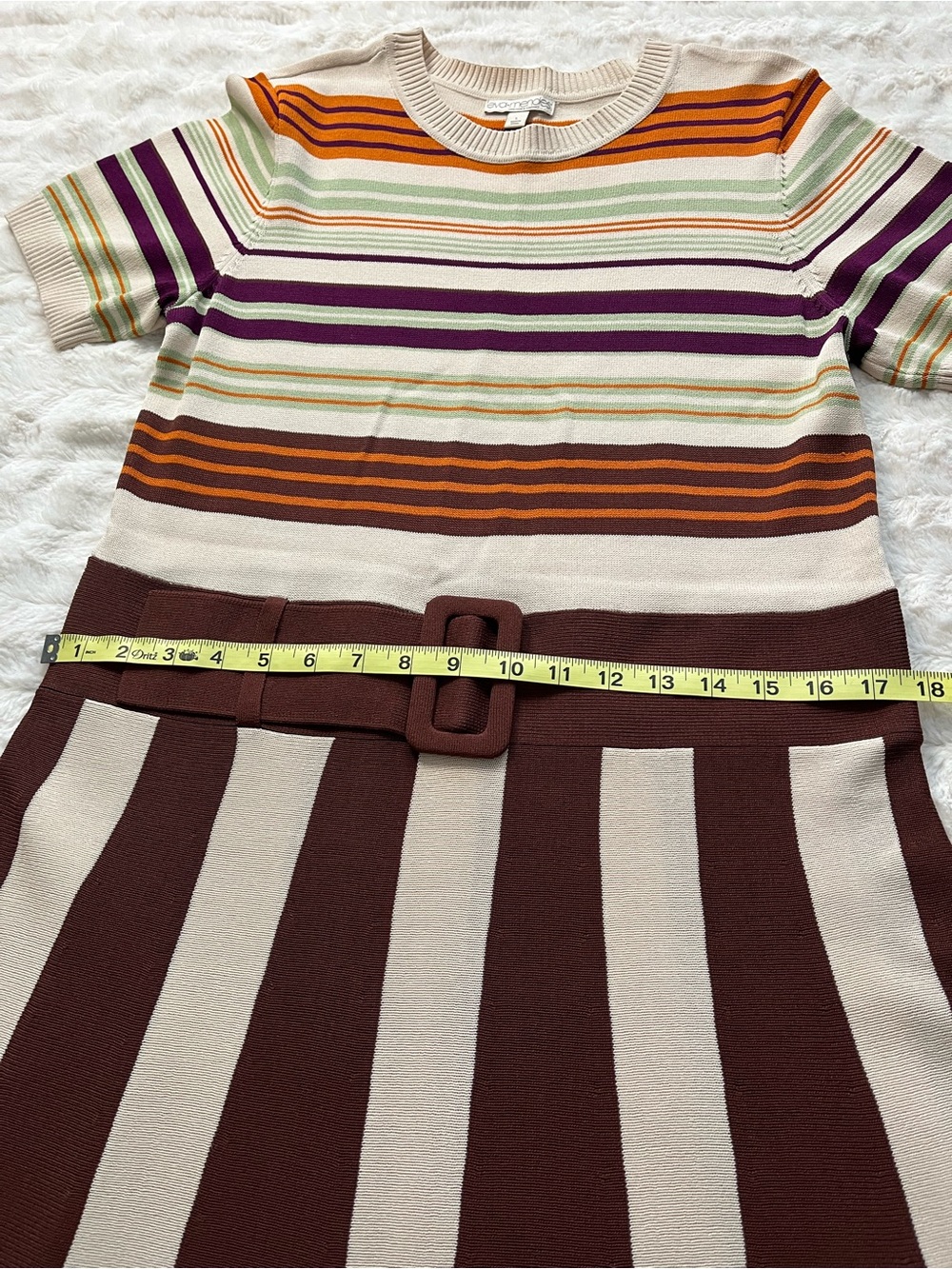 Eva Mendes for New York & Company Brown and Cream Striped Dress - Picture 5 of 8
